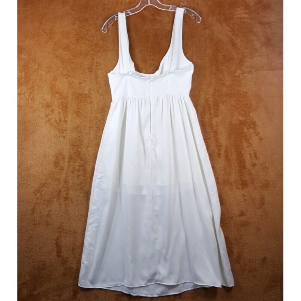 WEWOREWHAT Womens Dress Medium White Midi Charmeuse Corset Empire Minimalist - Picture 4 of 12